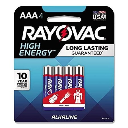 Rayovac High Energy Alkaline Aaa Batteries 4Pack 4PK 824-4J
